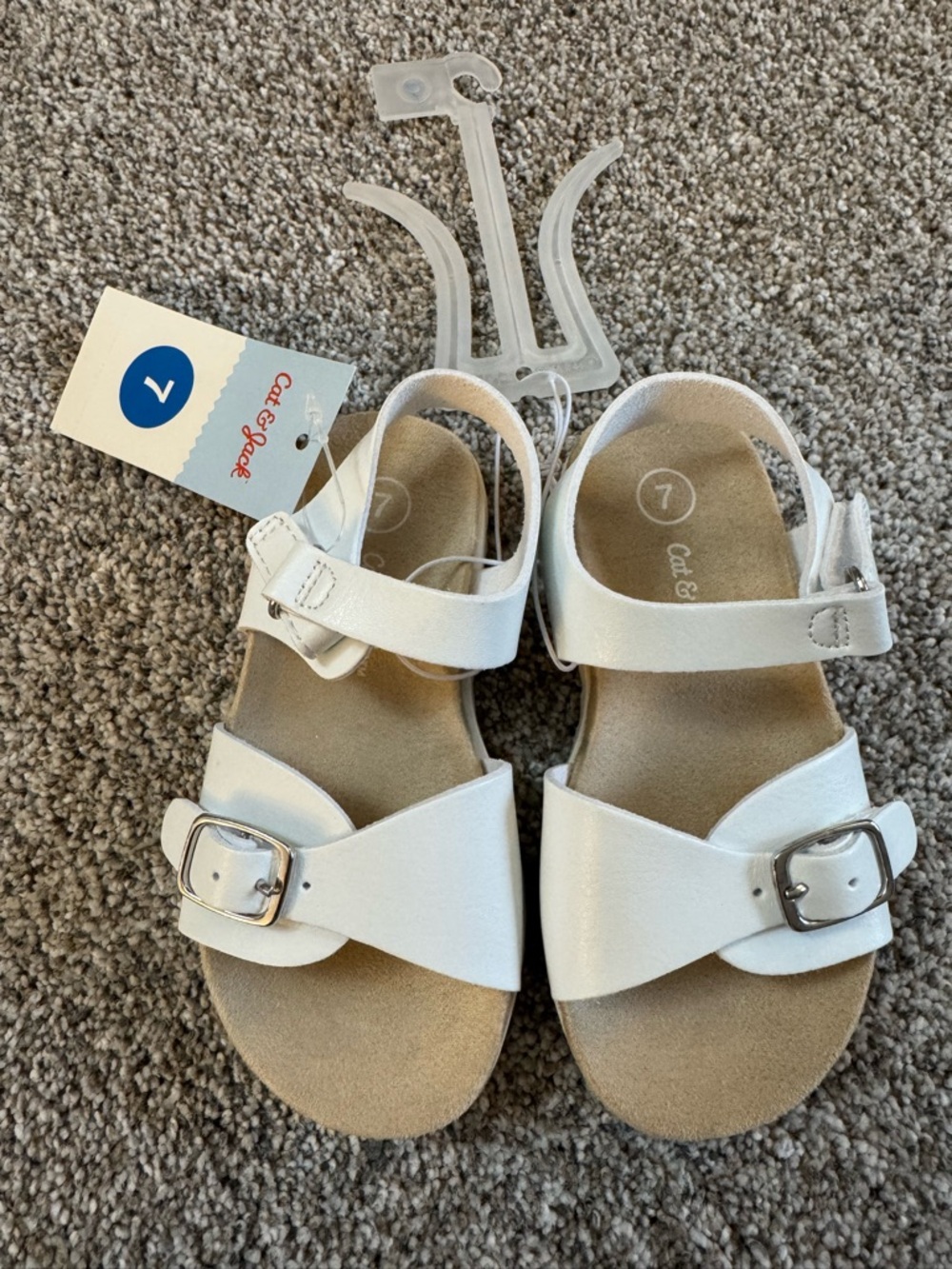 Cat & Jack White Toddler Girls Adjustable Buckle Sandals Size 7 NEW with tags